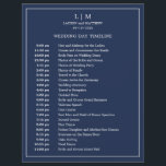 Lauren Navy Blue Monogram Elegant Wedding<br><div class="desc">Simple Wedding Timeline featuring a modern yet elegant design with your two letter monogram at the top and your details surrounded by a thin border. All text is in white over a navy blue background and may be changed to any colours you wish by clicking the "customise" button. A chic...</div>