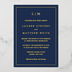 Lauren Navy Blue Monogram Elegant Wedding