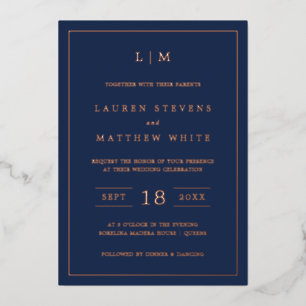 Lauren Navy Blue Monogram Elegant Wedding