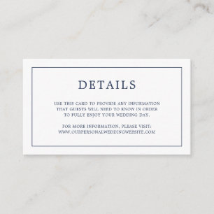Lauren Navy Blue Monogram Elegant Wedding Enclosure Card