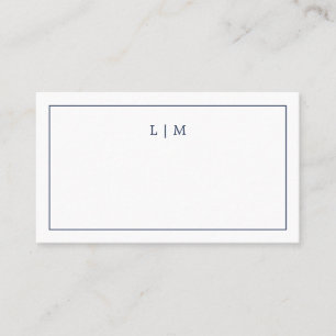 Lauren Navy Blue Monogram Elegant Wedding Place Card
