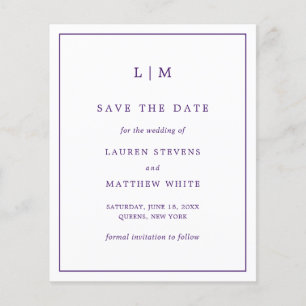 Lauren Purple Budget Wedding Save the Date