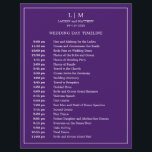 Lauren Purple Monogram Elegant Wedding<br><div class="desc">Simple Wedding Timeline featuring a modern yet elegant design with your two letter monogram at the top and your details surrounded by a thin border. All text is in white over a purple background and may be changed to any colours you wish by clicking the "customise" button. A chic and...</div>