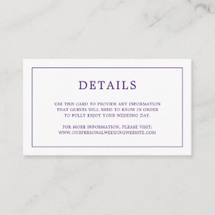 Lauren Purple Monogram Elegant Wedding Enclosure Card