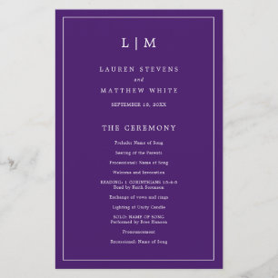 Lauren Purple Monogram Elegant Wedding Flyer