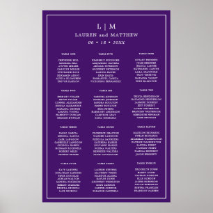 Lauren Purple Monogram Elegant Wedding Poster