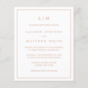 Lauren Rose Gold Monogram Budget Wedding Invite