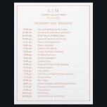Lauren Rose Gold Monogram Elegant Wedding<br><div class="desc">Simple Wedding Timeline featuring a modern yet elegant design with your two letter monogram at the top and your details surrounded by a thin border. All text is in faux rose gold over a white background and may be changed to any colours you wish by clicking the "customise" button. A...</div>