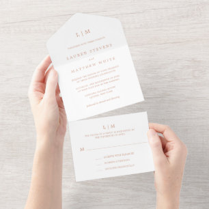Lauren Rose Gold Monogram Elegant Wedding All In One Invitation