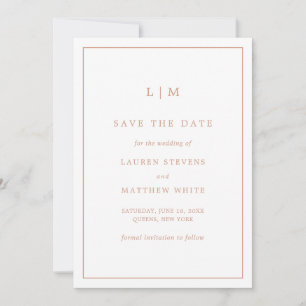 Lauren Rose Gold Monogram Elegant Wedding Save The Date