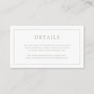 Lauren Sage Green Monogram Elegant Wedding Enclosure Card