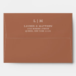 Lauren Terracotta Monogram Elegant Wedding Envelope