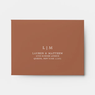 Lauren Terracotta Monogram Elegant Wedding Envelope