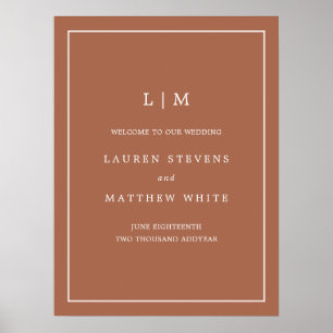 Lauren Terracotta Monogram Elegant Wedding Poster