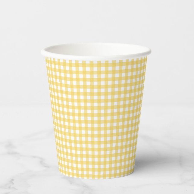 Lauren Yellow Gingham Paper Cups (Front)