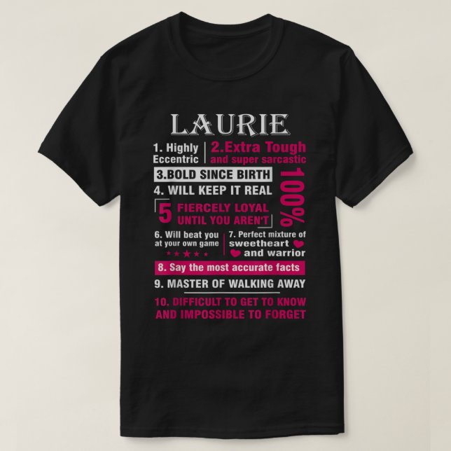 LAURIE Highly Eccentric 10 Facts Shirt First Name (Design Front)