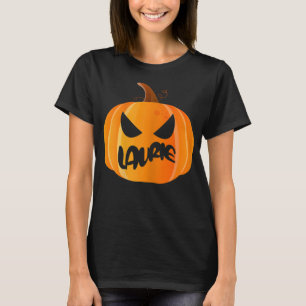 Laurie Name Custom Pumpkin Personalised Halloween  T-Shirt