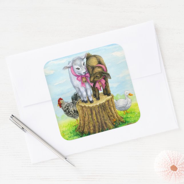 Laurie's Critters Square Sticker (Envelope)