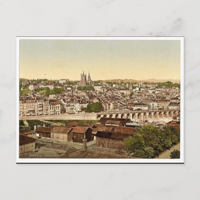 Lausanne, general view, Geneva Lake, Switzerland v Postcard (Front)