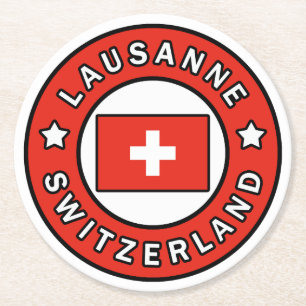 Lausanne Switzerland Round Paper Coaster