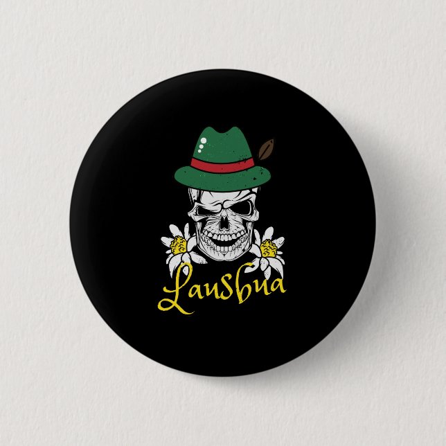 Lausbua Bavaria Skull Bavarian Costumes 6 Cm Round Badge (Front)