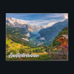 Lauterbrunnen, Switzerland Postcard<br><div class="desc">This beautiful postcard features a scenic photograph of the little town of Lauterbrunnen,  in Switzerland. Please feel free to adjust all the available options as you wish.</div>
