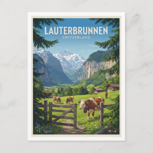 Lauterbrunnen Valley, Bernese Oberland Switzerland Postcard