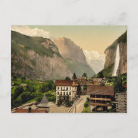 Lauterbrunnen Valley with Staubbach and Hotel Stei