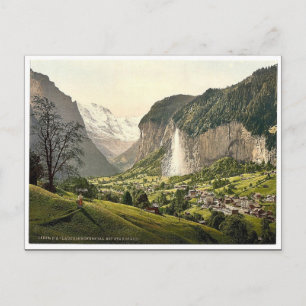 Lauterbrunnen Valley with Staubbach, Bernese Oberl Postcard