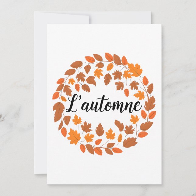 L'automne, Autumn French Illustration, Fall Season Holiday Card (Front)