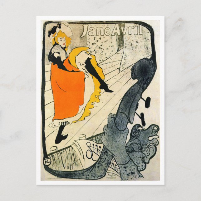 Lautrec: Jane Avril Dancing the Can-Can Postcard (Front)
