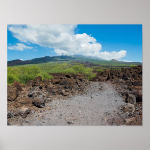  lava and mountain landscape along hoapili trail  poster