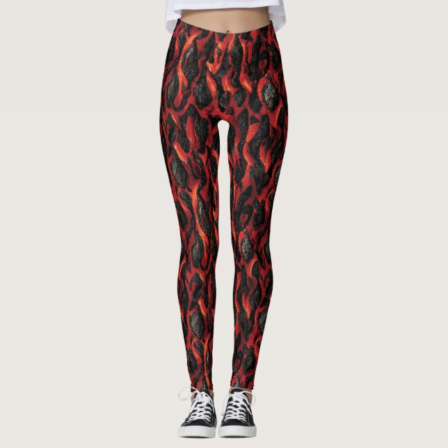 Lava And Volcanic Rocks | Volcano Magma pattern Leggings (Front)
