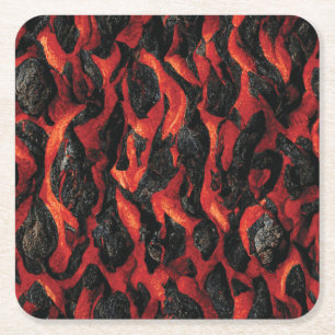 Lava And Volcanic Rocks Volcano Magma pattern Square Paper Coaster
