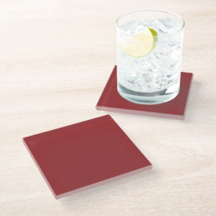Lava Falls Red Solid Colour Print, Burgundy Glass Coaster