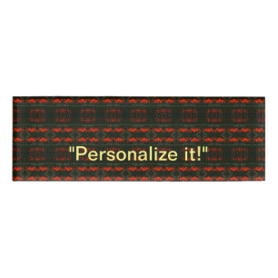 Lava, fire, coals red, and black mirrored design name tag