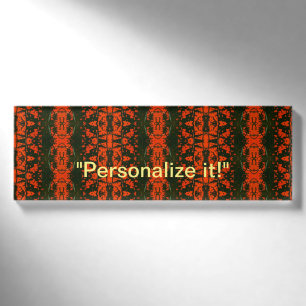Lava, fire, hot red and black mirrored design name tag