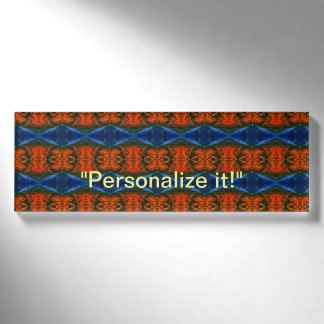 Lava, fire, red, blue and black mirrored design name tag