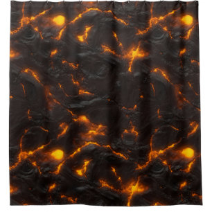Lava Flow Bright Yellow & Black Orange Volcanic Shower Curtain