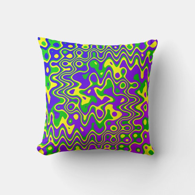 [Lava Lamp] Op-Art Swirls & Dots Purple Blue Green Cushion (Front)