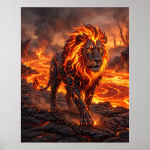 Lava Lion Molten Savanna Poster