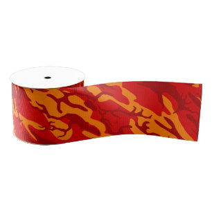 Lava Red Camo Grosgrain Ribbon