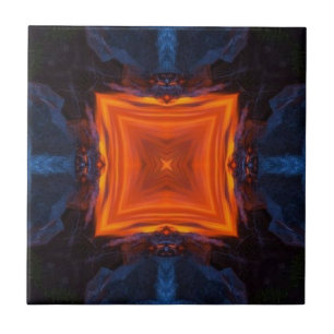 Lava rock flame orange dark ceramic tile