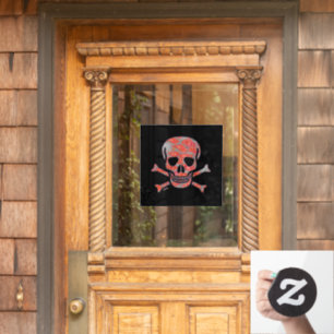 Lava Skull black sq window cling front stick