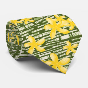 Lava Wall Hawaiian Plumeria Two-sided Printed Tie