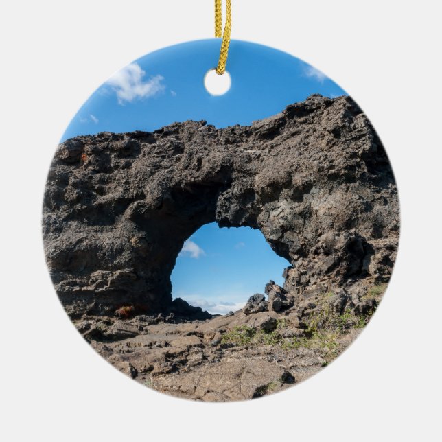 Lava window at Dimmuborgir, Myvatn area - Iceland Ceramic Ornament (Front)