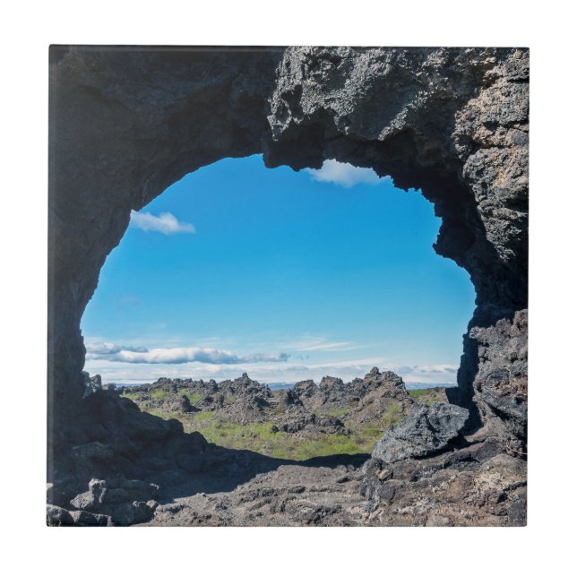 Lava window at Dimmuborgir, Myvatn area - Iceland Ceramic Tile (Front)