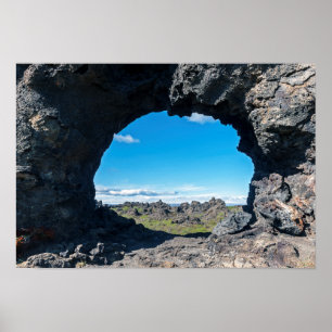 Lava window at Dimmuborgir, Myvatn area - Iceland Poster