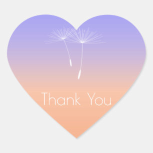 Lavanda Peach Grey Ombre Dandelion Thank You Heart Sticker