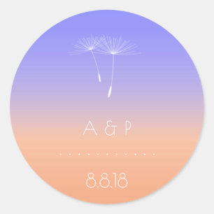 Lavanda Peach Grey Pastel Ombre Dandelion Classic Round Sticker
